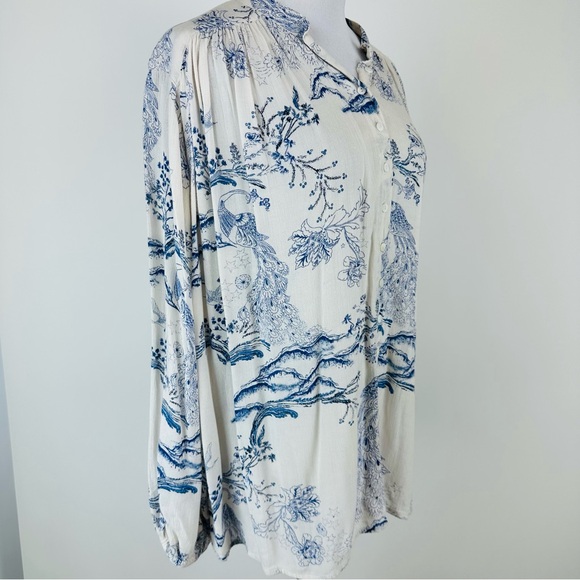 Free People Metallic Blooms Oversized Button Front Top Size XS - Picture 5 of 11